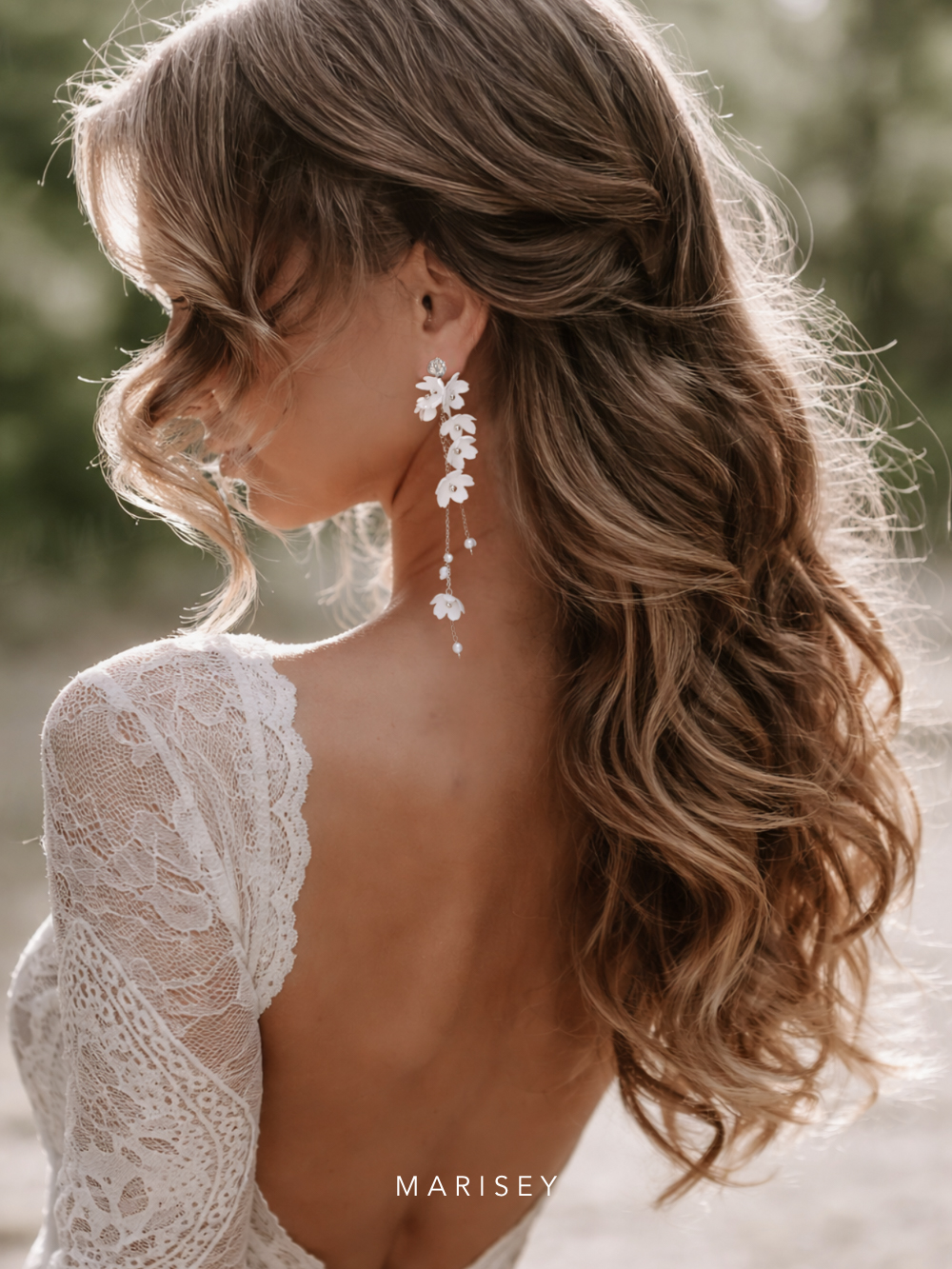 kolczyki ślubne z kwiatkami